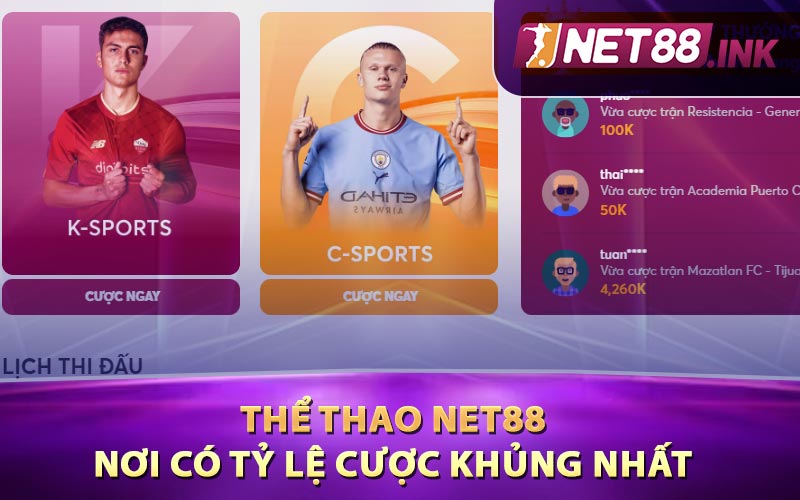 Thể Thao Net88 - Nơi Có Tỷ Lệ Cược Khủng Nhất